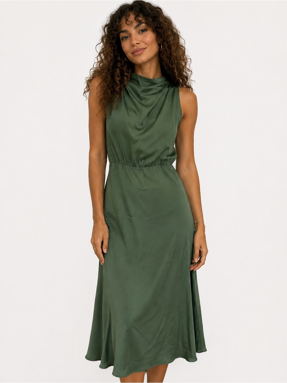 Sleeveless Olive Green Maxi Dress